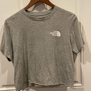 The North Face Gray Crop Top Short Sleeve Crew Neck